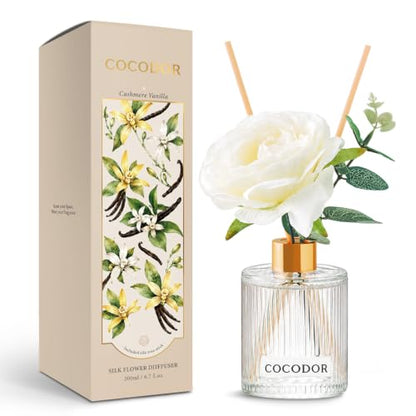 Silk Flower Reed Diffuser Set - Cashmere Vanilla - 6.7 oz Home Decor