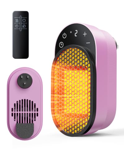 Wall Outlet Space Heater 450W with Adjustable Modes & 12h Timer - Portable Electric Heater