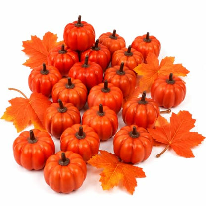 23PCS Artificial Mini Pumpkins for Fall Decor & Halloween Crafts