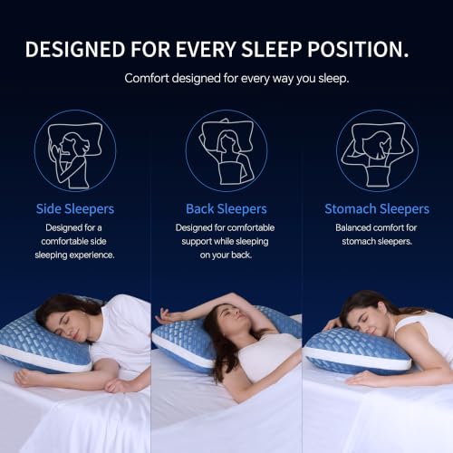 Dreamara Side Sleeper Cooling Crescent Memory Foam Pillow Queen Blue