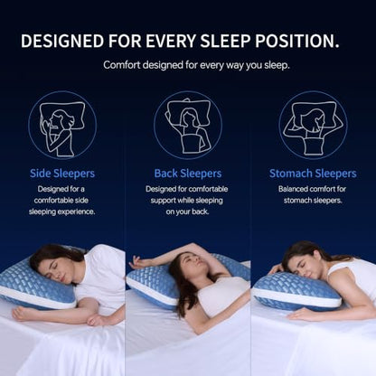 Dreamara Side Sleeper Cooling Crescent Memory Foam Pillow Queen Blue