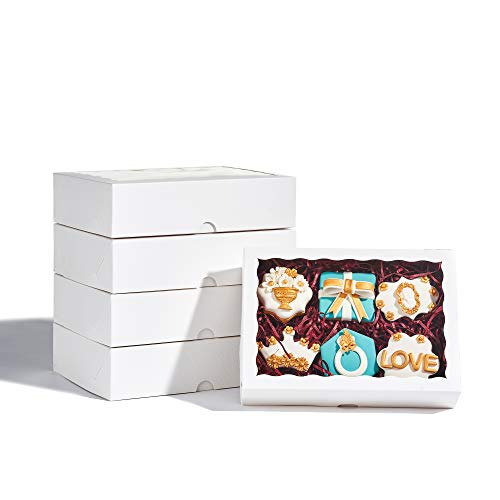 48PCS 10x7x2.5 White Bakery Window Gift Boxes for Cookies & Strawberries - Elegant White Strawberry Box