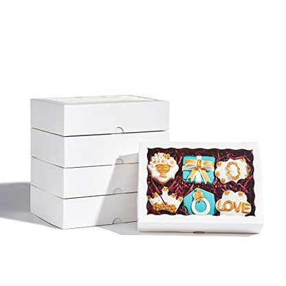 48PCS 10x7x2.5 White Bakery Window Gift Boxes for Cookies & Strawberries - Elegant White Strawberry Box