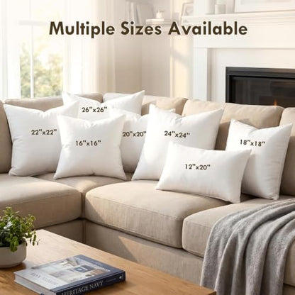 26x26 Decorative Throw Pillow Insert - White, High-Fill Support