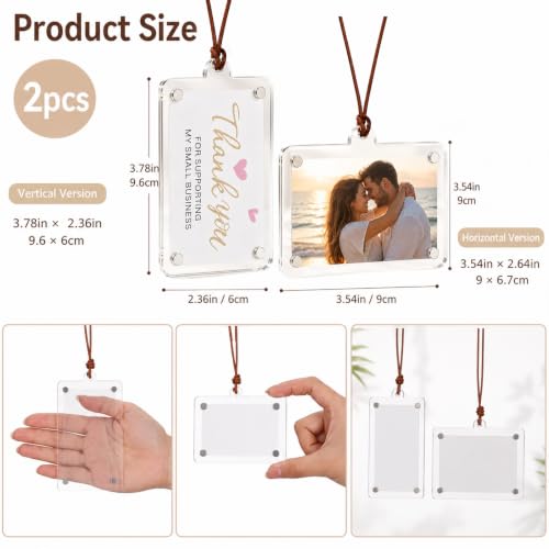 Car Photo Holder with Chain - 2 Styles, Acrylic Rearview Mirror Display