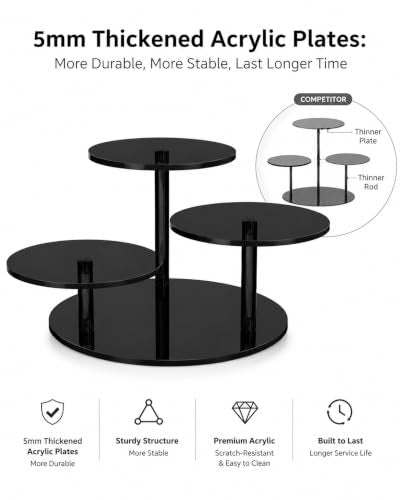 5mm Thick Black Acrylic 3-Tier Lego & Figurine Display Riser