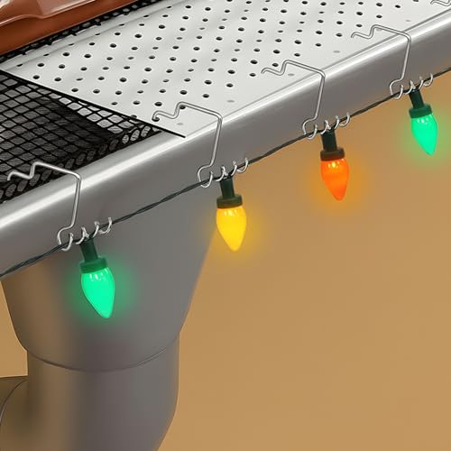 100 Pcs Christmas Gutter Light Hooks - Metal Corkscrew Clips for Holiday Decorations