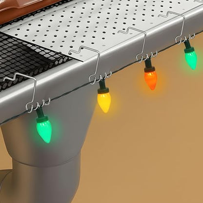 100 Pcs Christmas Gutter Light Hooks - Metal Corkscrew Clips for Holiday Decorations