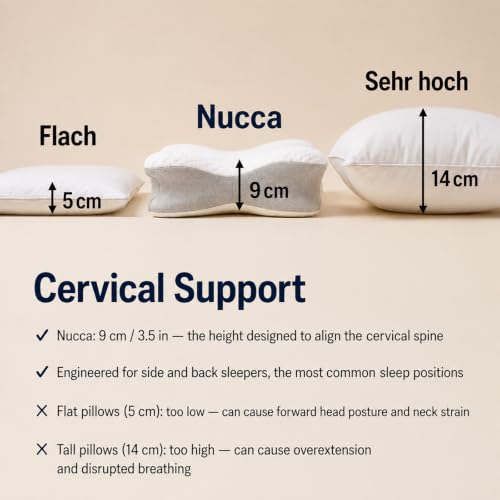 Nucca Neck Pillow - Dual-Density Memory Foam Cervical Support, 1 Pack - Black