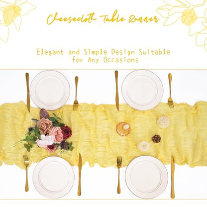 Yellow Cheesecloth Table Runner 8 Pack - 17 x 108 Inch Wedding & Party Decor