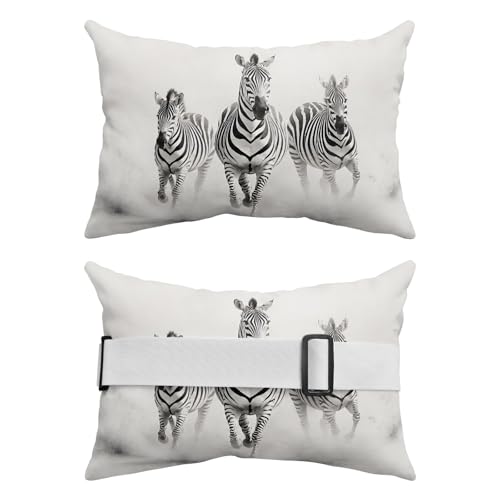 Outdoor Lumbar Pillow 12x20 Inch Black White Waterproof Throw Pillow Cover with Insert - Farmhouse Style, Supportive Headrest for Patio, Travel, Office, Car (Black, White, Ash Gray, Charcoal / Pack of 1)