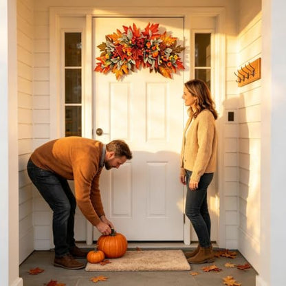 Fall Harvest Teardrop Swag - Arched Autumn Wreath & Basket Decor