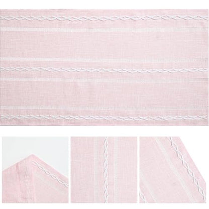 Pink Rustic Cotton Linen Table Runner 13x90 Inch - Artoid Mode