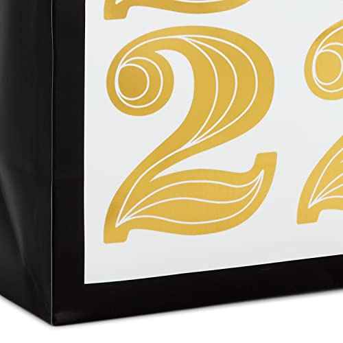Hallmark 9" Medium Graduation Gift Bag with Tissue Paper (Black and Gold, "Class of 2022") for High School, College Graduates
