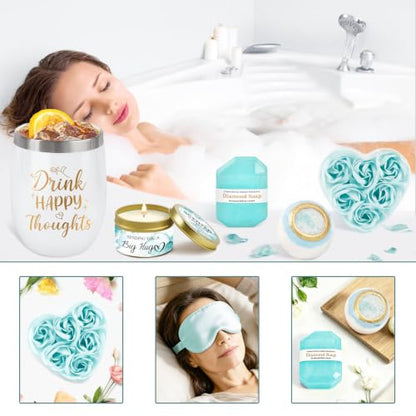 Blue Self Care Gift Basket for Women - Relaxation & Get Well Soon