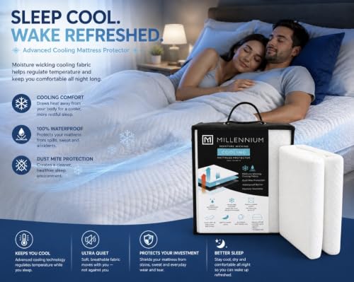 Waterproof Mattress Protector King Size Cooling Bed Cover Noise-Free