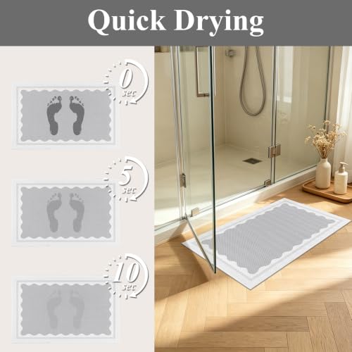 Bathroom Rug Set 3 Piece Non Slip Washable Light Grey