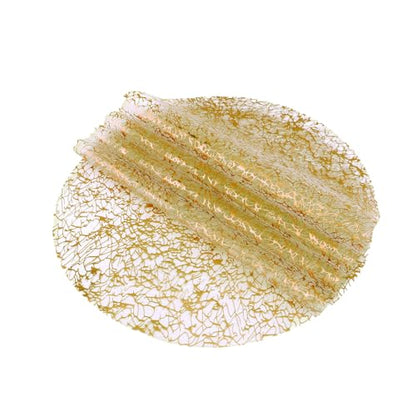 Gold Mesh Disposable Round Placemats Set of 12 - Elegant 13 Inch Holiday Table Decor