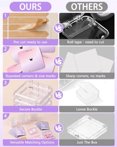 Press On Nail Storage Box Set - Clear Acrylic Fake Nail Display Case with Multiple Accessories