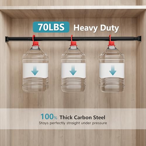 Heavy Duty Black Closet Rod - 17-84 Inch, Twist & Screw Mount, Rust-Resistant