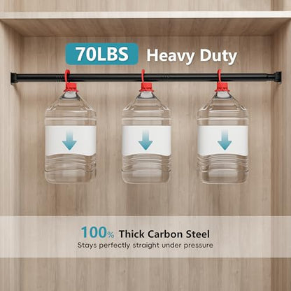Heavy Duty Black Closet Rod - 17-84 Inch, Twist & Screw Mount, Rust-Resistant