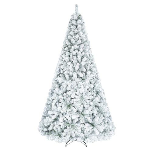 White Snow Flocked Artificial Christmas Tree 7.5 Ft Unlit with Branch Tips