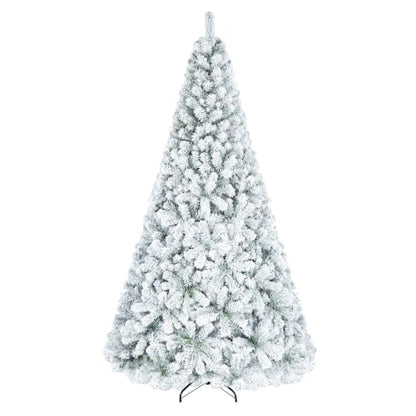 White Snow Flocked Artificial Christmas Tree 7.5 Ft Unlit with Branch Tips