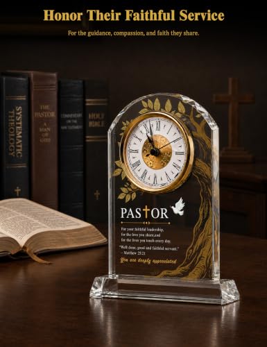 Pastor Appreciation Gifts - Crystal Quartz Clock - Heartfelt Religious Keepsake