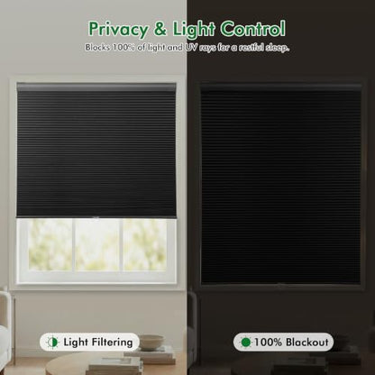 No Drill Blackout Cellular Shades 22x48 Inches - Black Variation