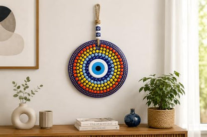 Hand Painted Evil Eye Wall Decor 22cm - Mandala Stained Glass Art