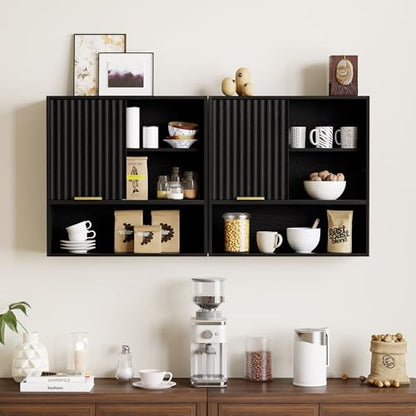 Black Square Bathroom Medicine Cabinet Wall Storage with Sliding Door - MoomJiee