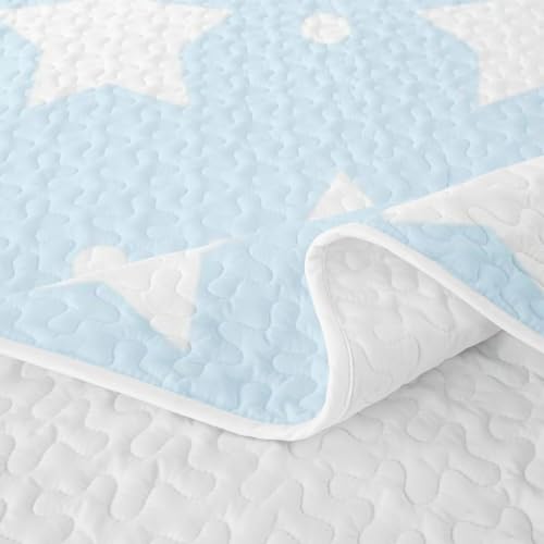 Feelyou Blue White Stars Print Quilt Bedspread Twin Size Bedding - Variation 01