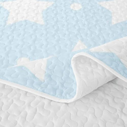Feelyou Blue White Stars Print Quilt Bedspread Twin Size Bedding - Variation 01
