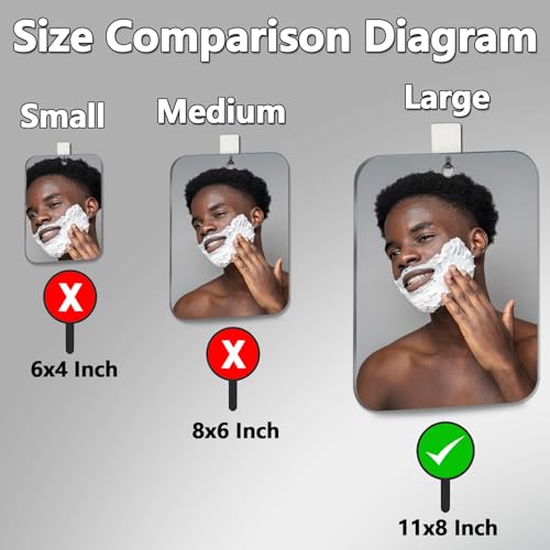Fogless Shower Mirror for Shaving 10x8 Inch Anti-Fog Waterproof Wall Mount