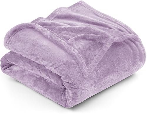 Utopia Bedding Fleece Blanket California King Size Lilac 300GSM Luxury Fuzzy Soft Anti-Static Microfiber Bed Blanket (102x96 Inch)