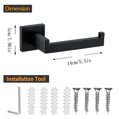 JOPOFI Matte Black Toilet Paper Holder - Modern Wall Mount Bathroom Accessory