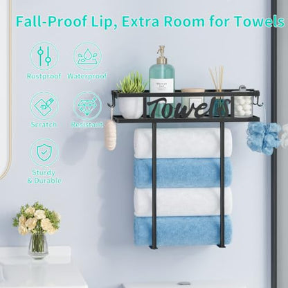 2-Tier Wall Mounted Towel Rack for Bathroom Above Toilet - Rust-Resistant Metal