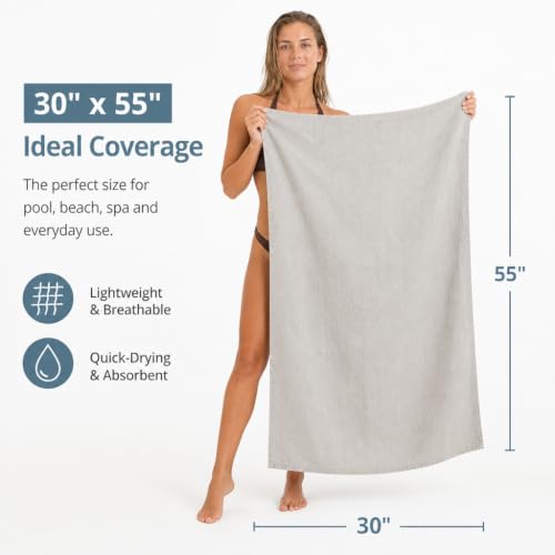 Light Gray Linen Bath Towel - 30x55-inch Travel & Beach Towel