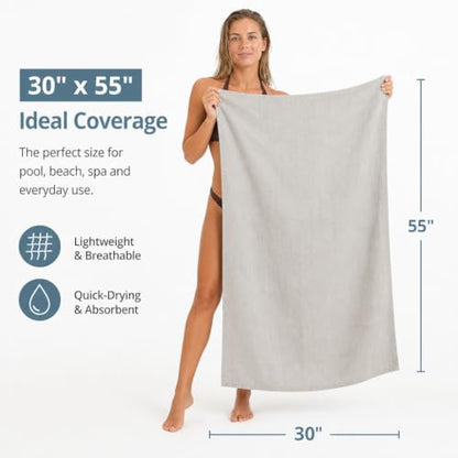 Light Gray Linen Bath Towel - 30x55-inch Travel & Beach Towel