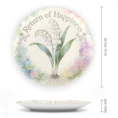 May Lily of the Valley Decorative Plate - 8 Inch Birth Flower Wall Art - Variation of May - Return of Happiness