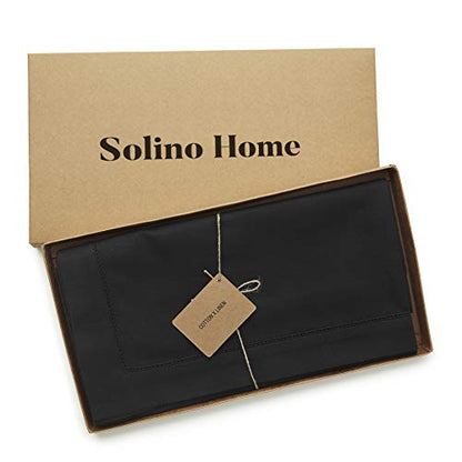 Solino Home Cotton Linen Tablecloth Black 54 x 72 Inches Hemstitch Collection - Variation of 72" x 54" (Rectangular)