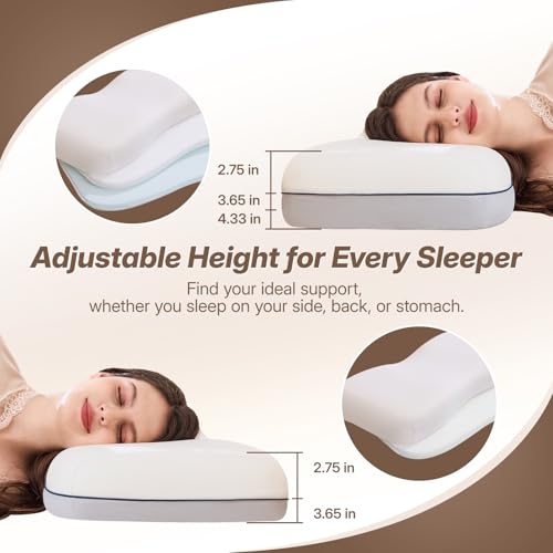 Cervical Neck Pillow - Adjustable Memory Foam Support, White - CosBed