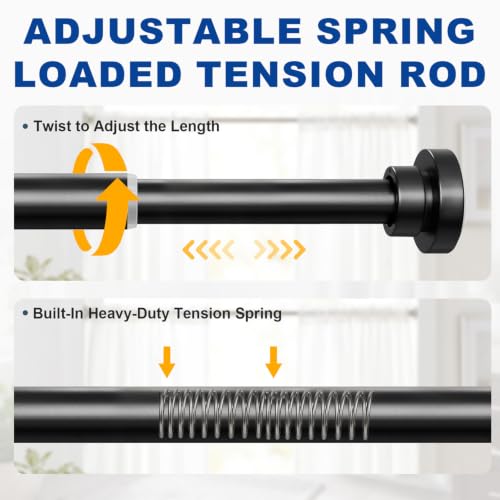 Black Tension Shower Curtain Rod 34-82 Inches Adjustable No Drilling - Pack of 1