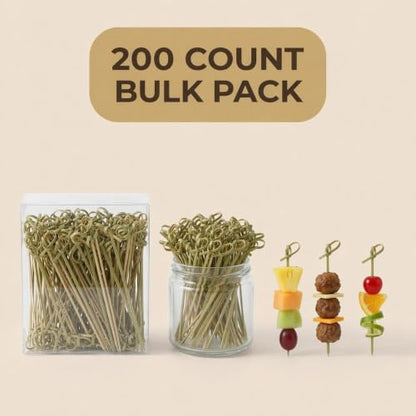 4.7 Inch Bamboo Cocktail Picks - 200 Pack for Appetizers & Drinks