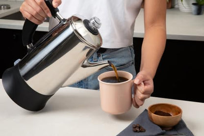 12-Cup Electric Coffee Percolator Stainless Steel Easy Use & Keep Warm