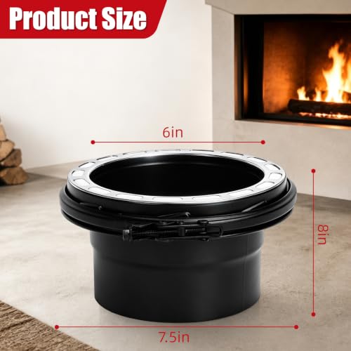 6 Inch Stove Pipe Adapter Stainless Steel Single to Double Wall Chimney Fitting Black