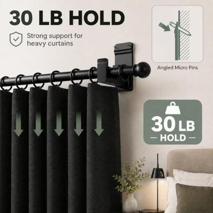 Damage-Free Heavy Duty Curtain Rod Brackets - Supports Up to 30 lb