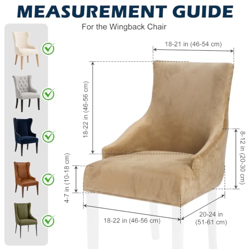Velvet Wingback Dining Chair Cover - Coffee, 1 Piece - Soft & Skin-Friendly