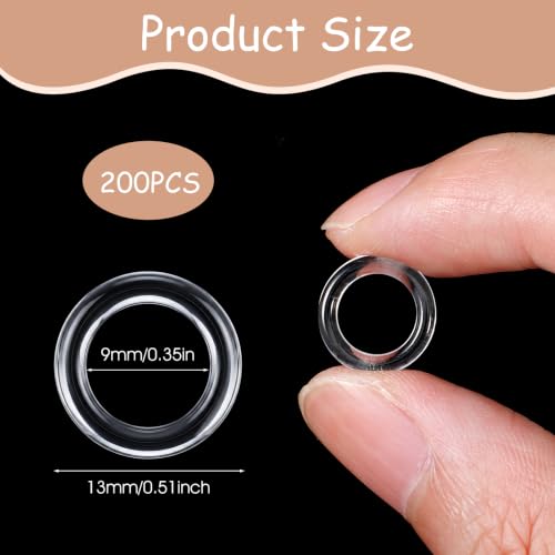 200PCS Transparent Plastic Shower Curtain Rings for Crafts & Repairs