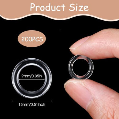 200PCS Transparent Plastic Shower Curtain Rings for Crafts & Repairs